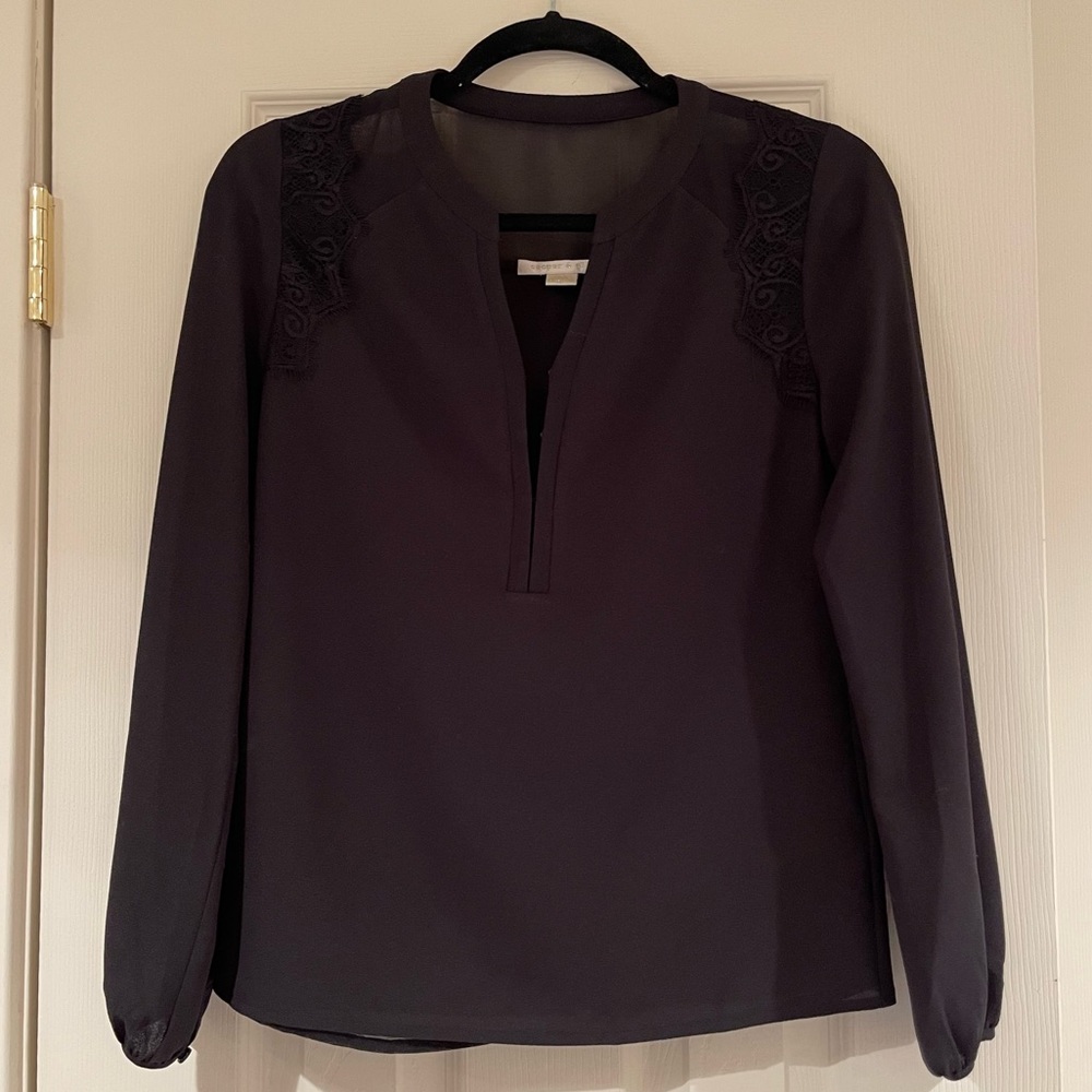 Cooper and Ella Black Lace detail blouse